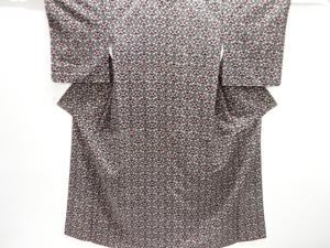 アンティーク　変わり花亀甲模様上代紬着物